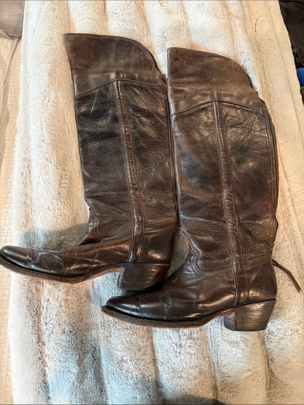 Women's Over-the-Knee Leather Boots — Dark Brown